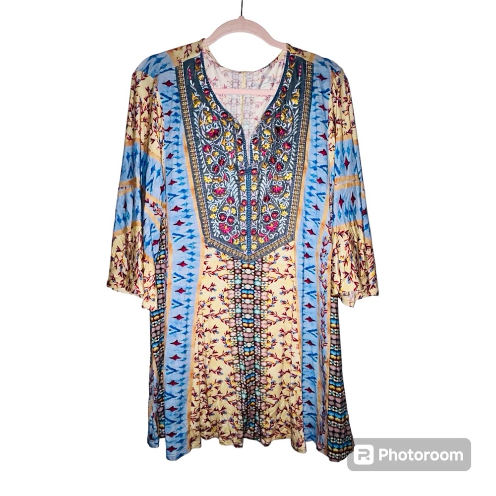 Soft Surroundings XL Embroidered Bohemian Super Comfortable Tunic Top Plus